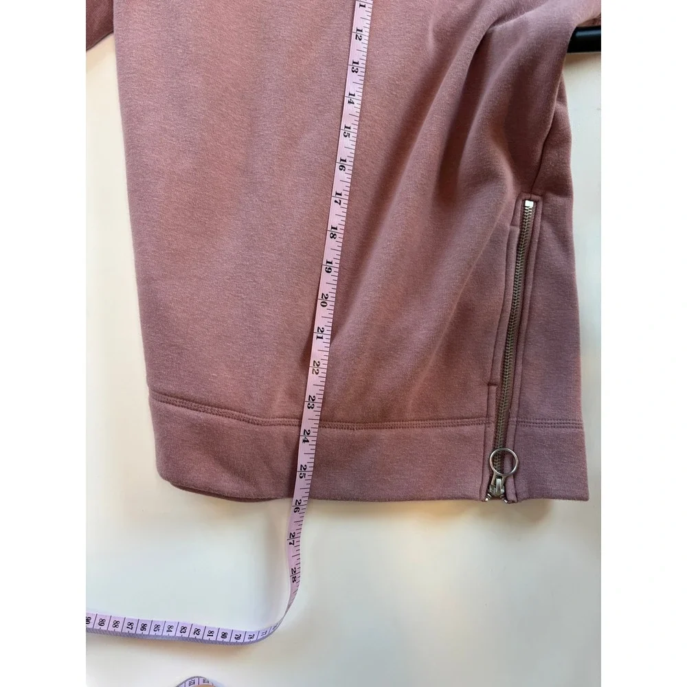Athleta Mock Neck Side Zip Sweatshirt Mauve Womens Small Pullover Fleece Pockets - Picture 9 of 9